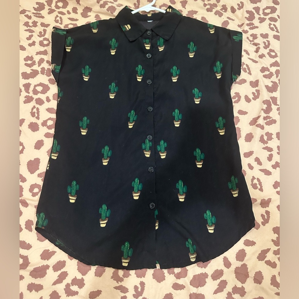 Cactus Cap Sleeve Button Up - image 6